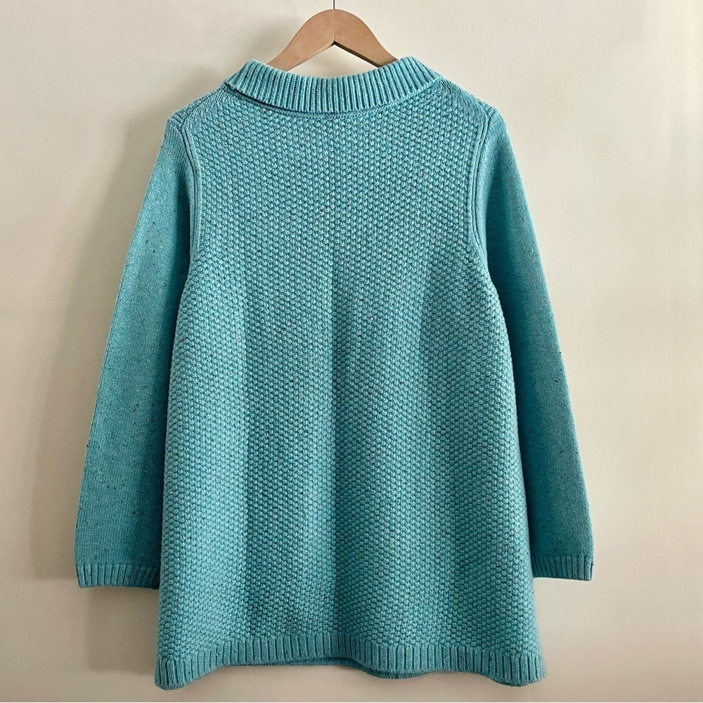 Talbots Aqua Blue Donegal Tweed Tunic Sweater w/ Sabrina Collar Size 2X Petite - Picture 8 of 11